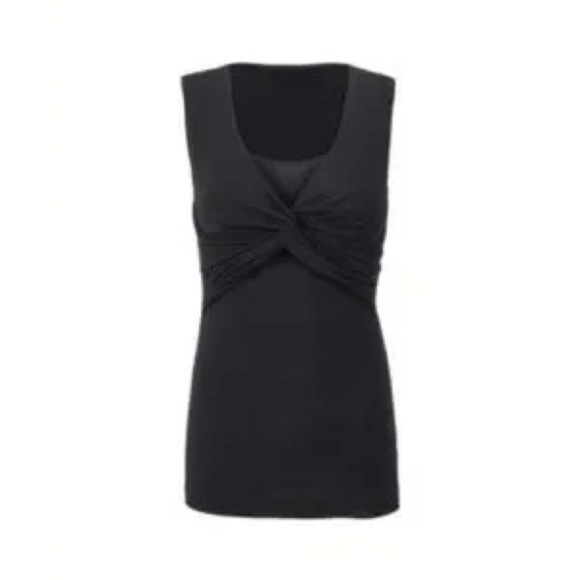 CAbi Black Cut Out Tie Front Fitted Tank Top - Picture 1 of 6